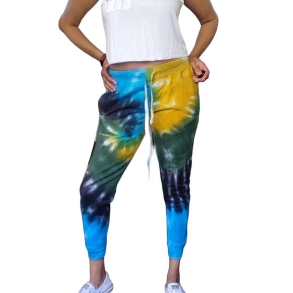 LA DETRESSE Limeade tie dye athleisure sweatpants comfy joggers Size L NEW - Picture 7 of 7